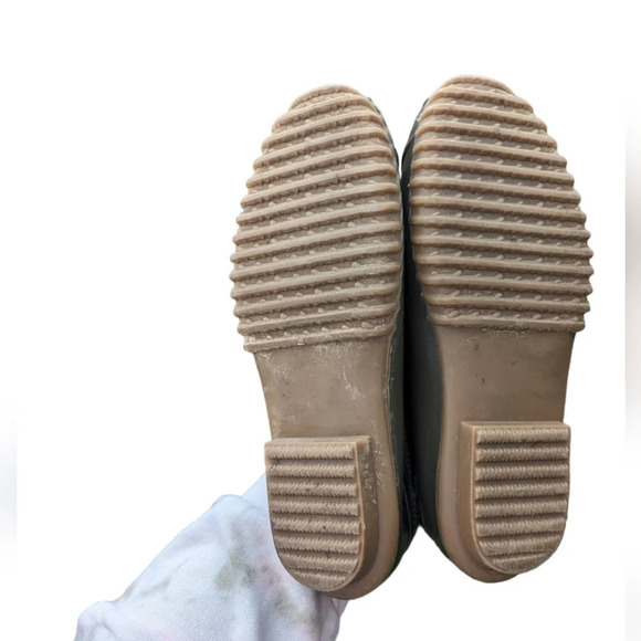 Madden Girl Duck Boot Flurry Woman's Size 8.5 Olive Green Rubber Brown Leather - Picture 5 of 6